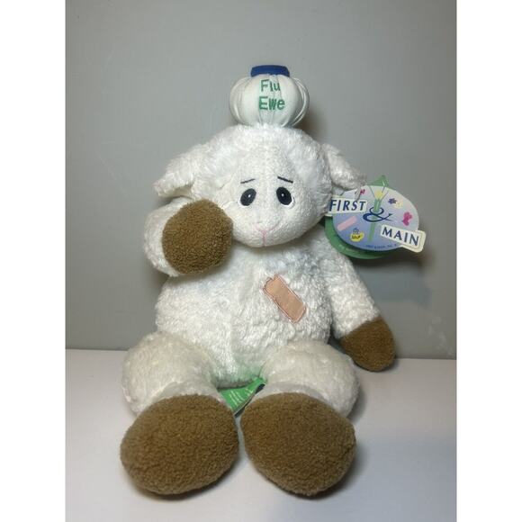 First & Main Flu Ewe Sheep Lamb Plush Stuffed Animal 2002 RARE 12" Vintage - Picture 1 of 7